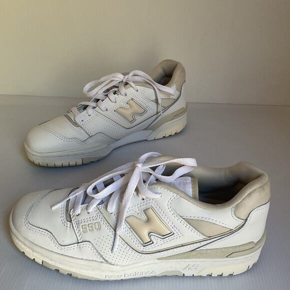 New Balance 550 White Beige Leather Sneakers Women’s Size 8 (EU 39) - Picture 1 of 9